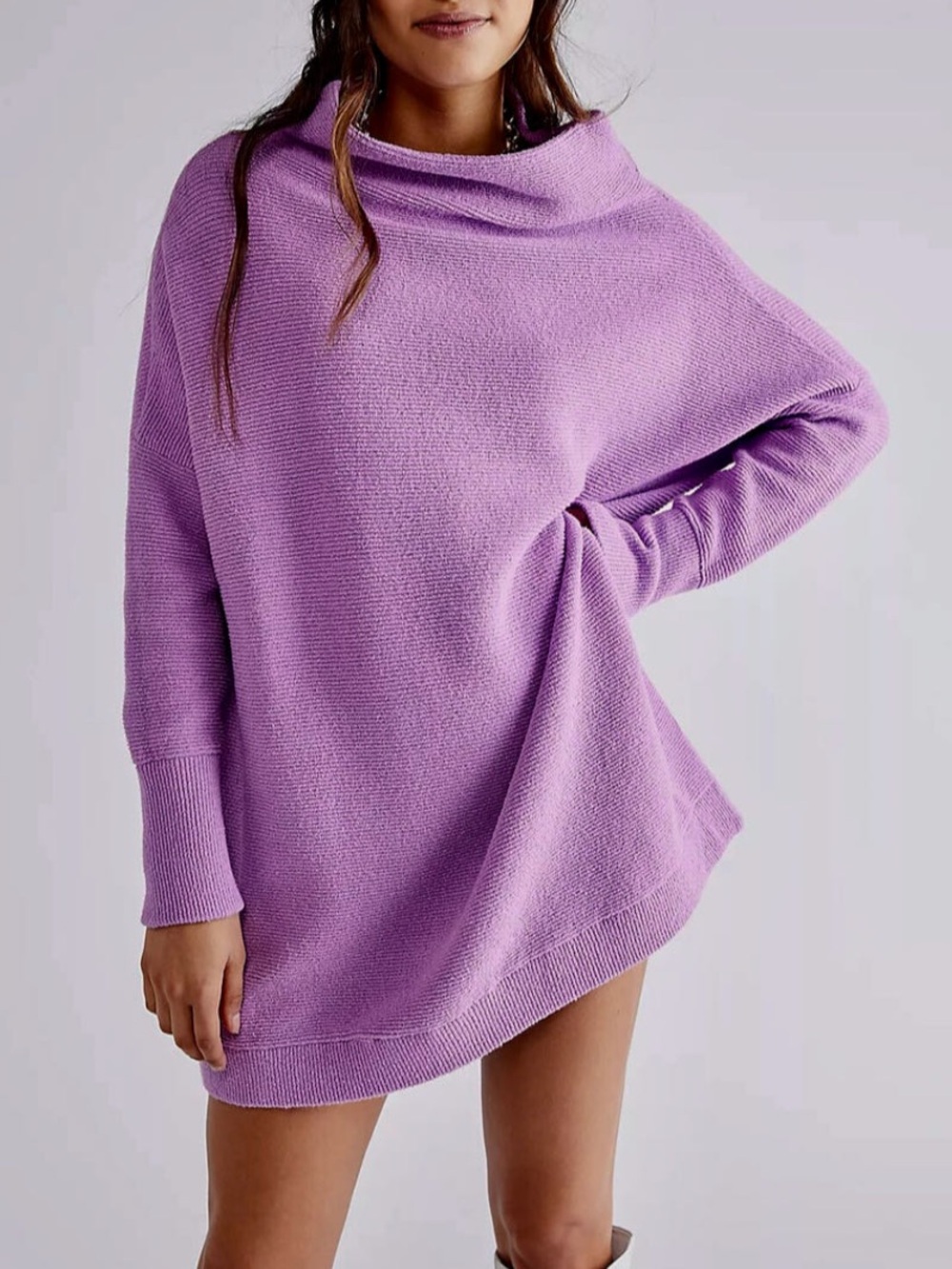 Free People Lavender Purple Cowl Neck Sweater XL